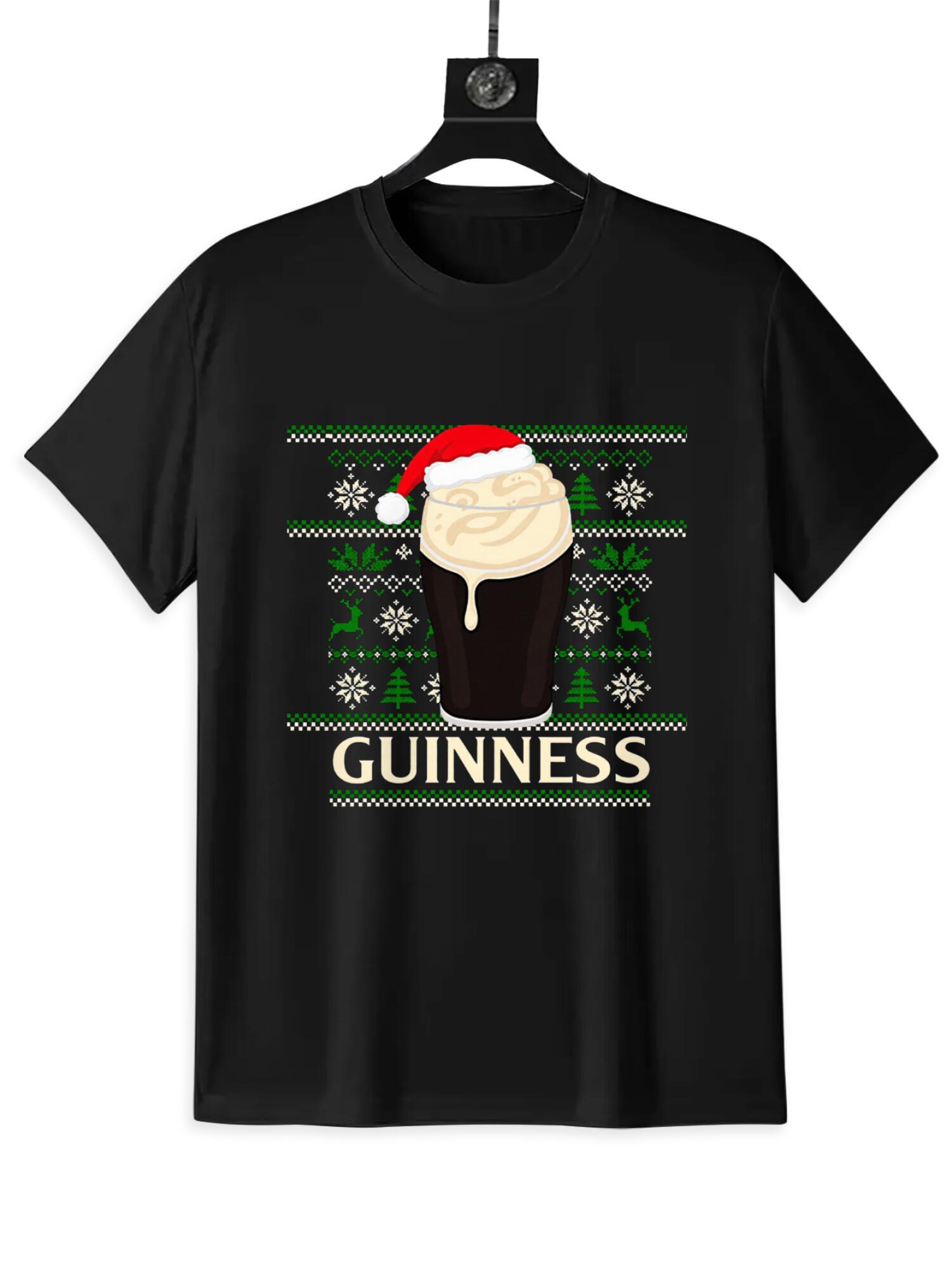 Christmas Guinness Beer T-Shirt | Holiday Drinking Humor Tee - Image 3
