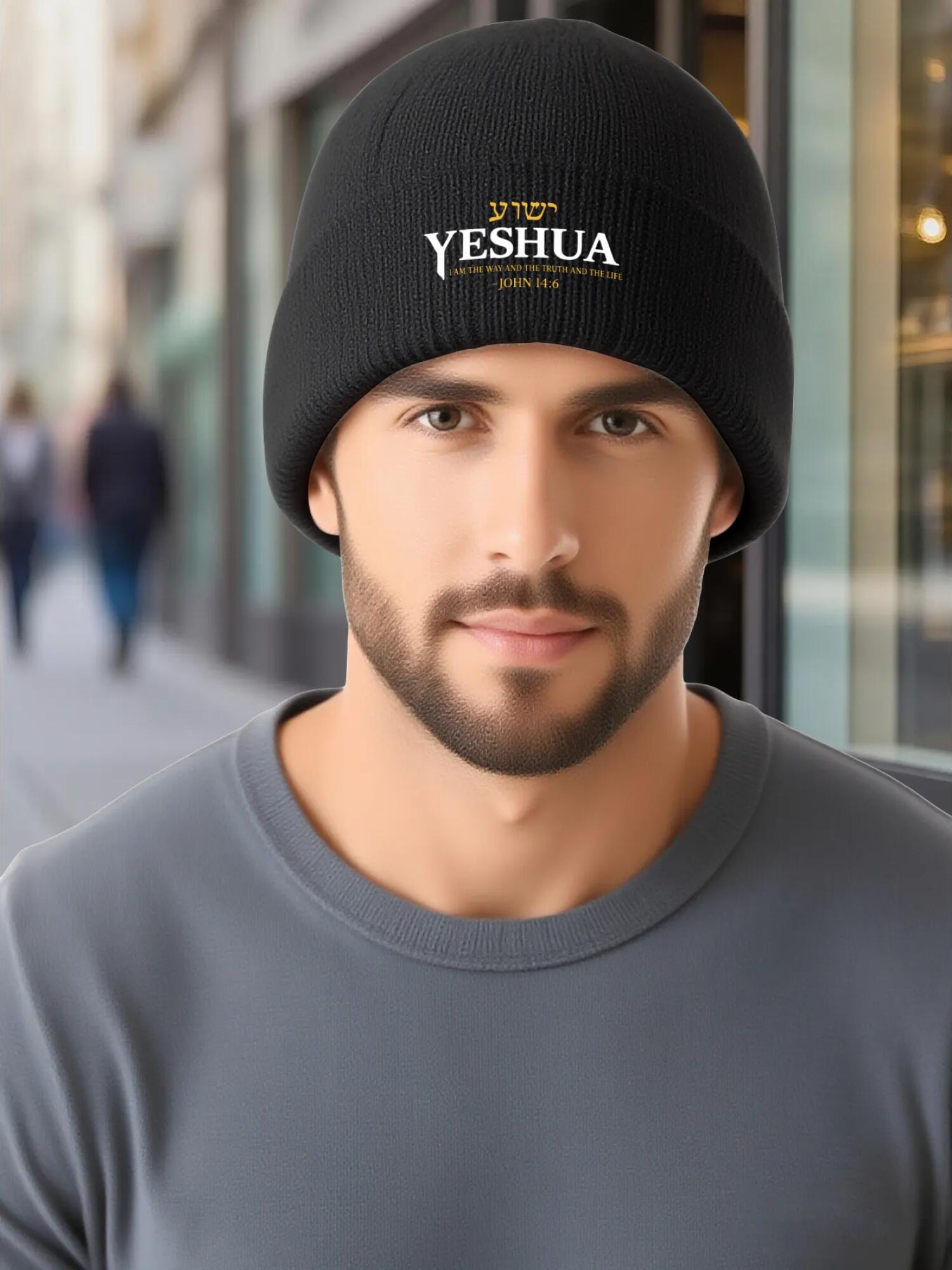 YESHUA Beanie - John 14:6 Bible Verse Christian Hat | OurPod - Image 8