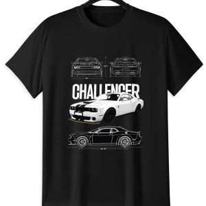 Dodge Challenger Blueprint T-Shirt | Technical Car Drawing Tee