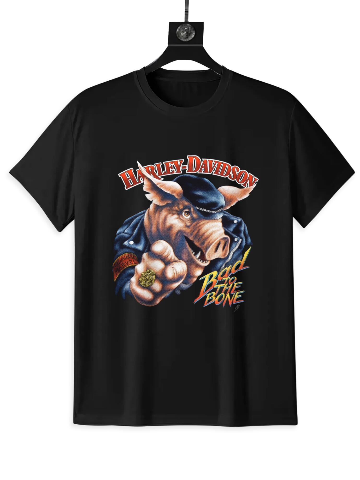 Harley-Davidson Pig Rider T-Shirt | Bad to the Bone Biker Tee - Image 2