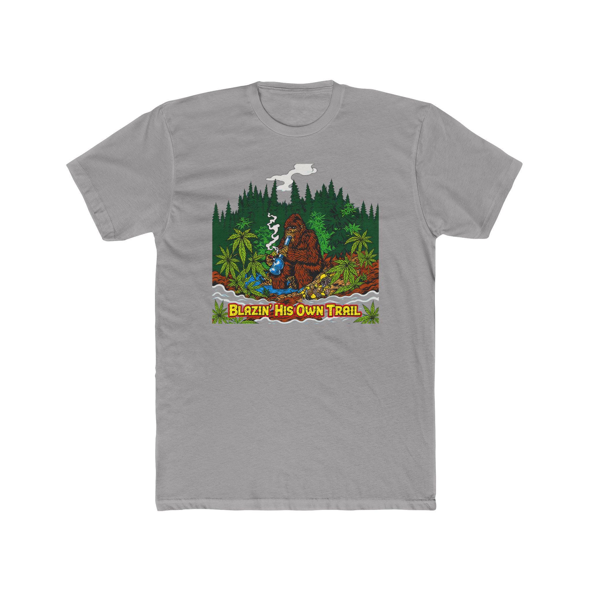 Bigfoot Blazin' Trail T-Shirt | Smoking Pipe Forest Tee - Image 2