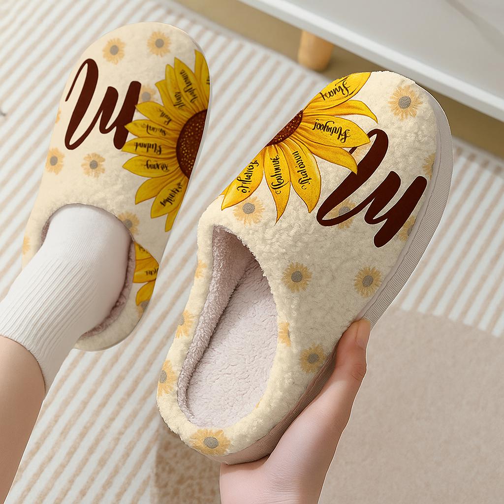 Sunflower Mother Slippers | Personalized Knitted Memory Foam Shoes - Image 4