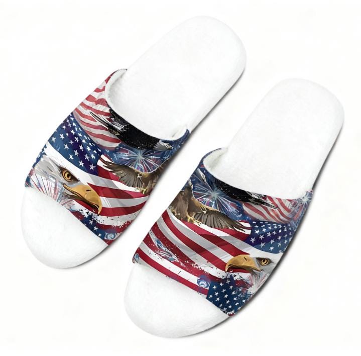 American Flag Sandals | Patriotic Cotton Slippers - Image 3