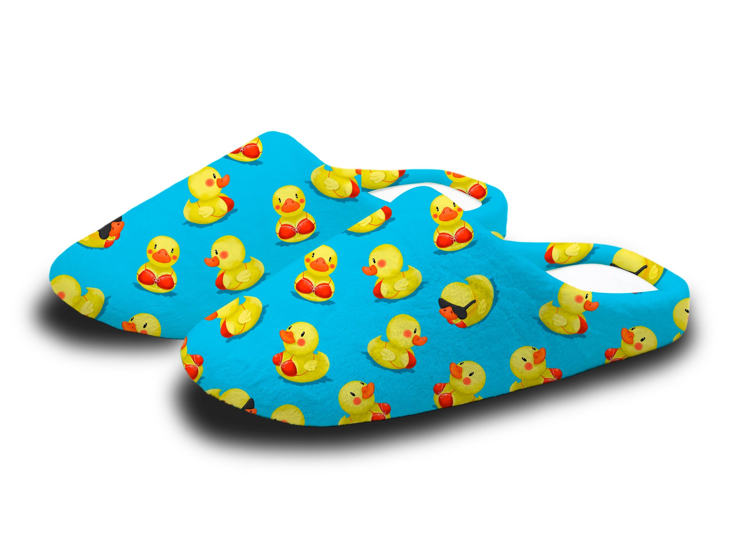 Yellow Duck Flannel Slippers | Cozy Animal Print House Shoes