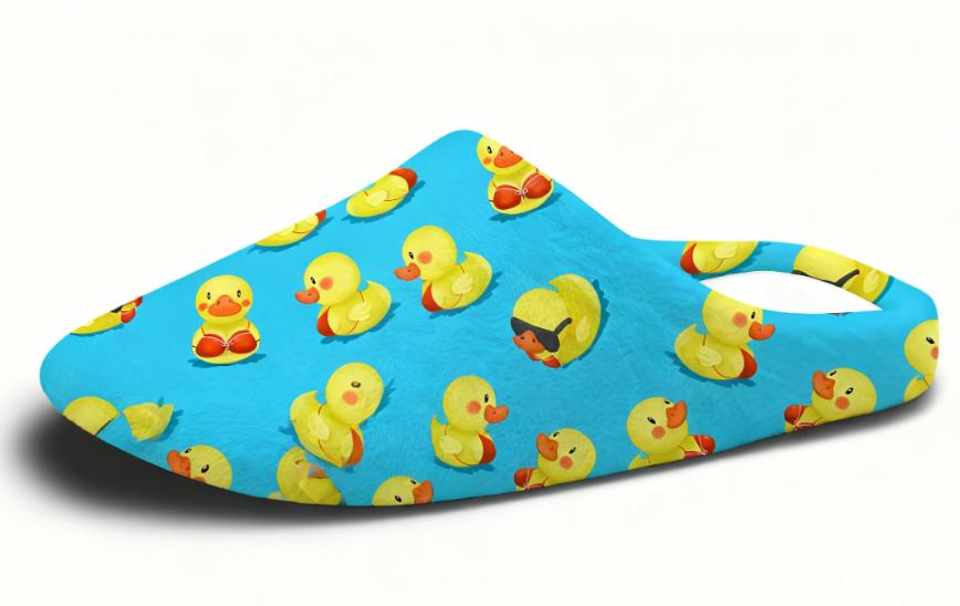 Yellow Duck Flannel Slippers | Cozy Animal Print House Shoes - Image 3