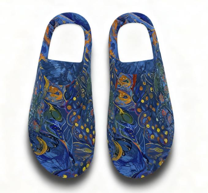 Blue Art Slippers | Cozy Fleece Shoes - Image 3