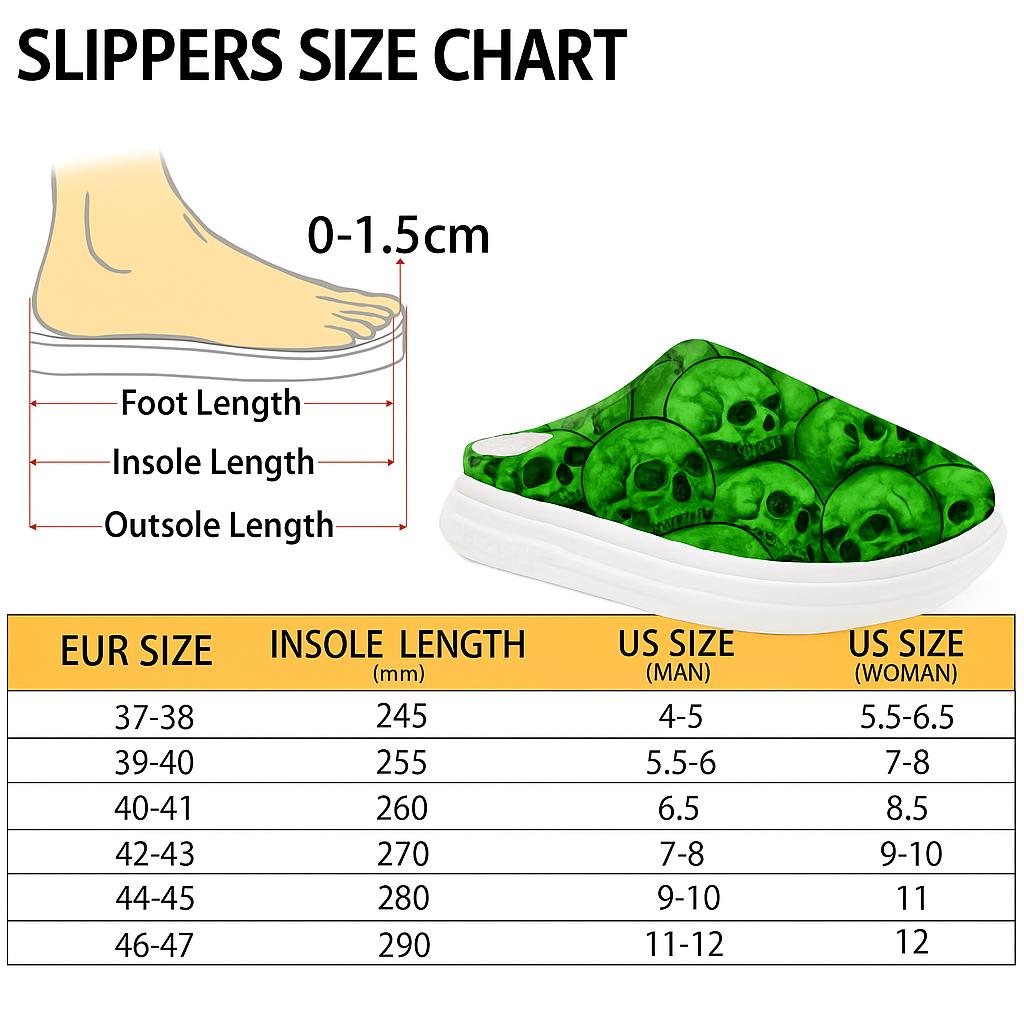 Green Skull Plush Slippers | Faux Fur Cozy Indoor Slides - Image 2
