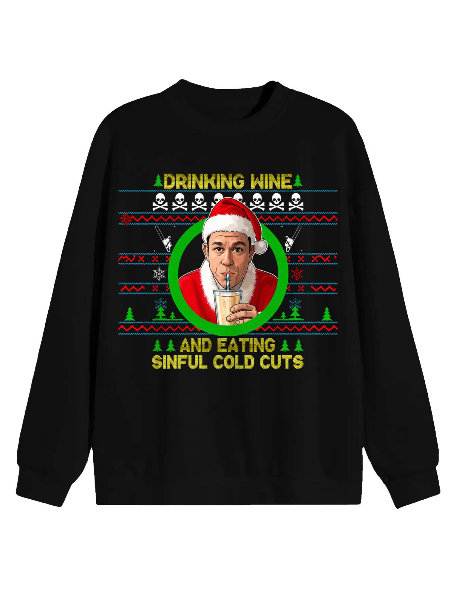 Ed Gein Wine Christmas Jumper | Ugly Santa Sweatshirt - Image 4