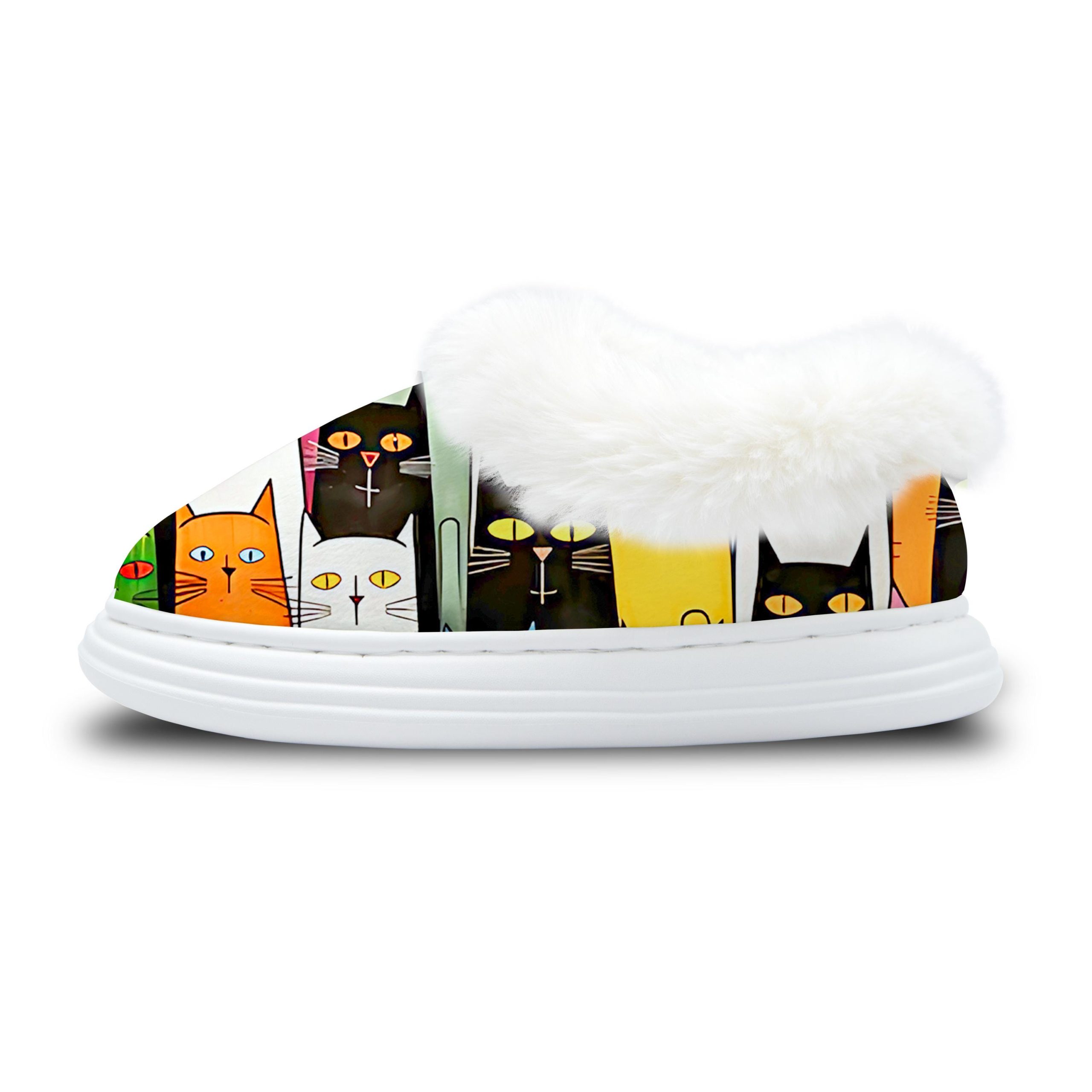 Cat Plush Slippers | Fuzzy Fleece Lined Indoor Shoes