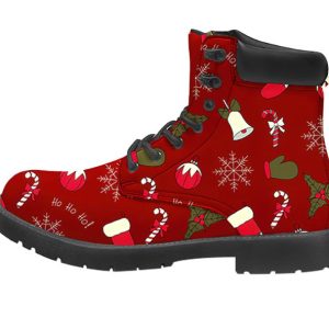 Christmas Combat Boots | Red Holiday Lace-Up Boots