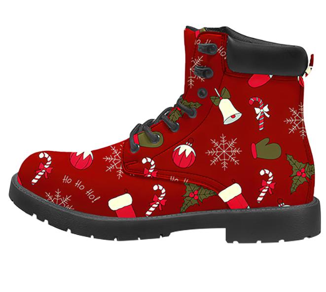 Christmas Combat Boots | Red Holiday Lace-Up Boots