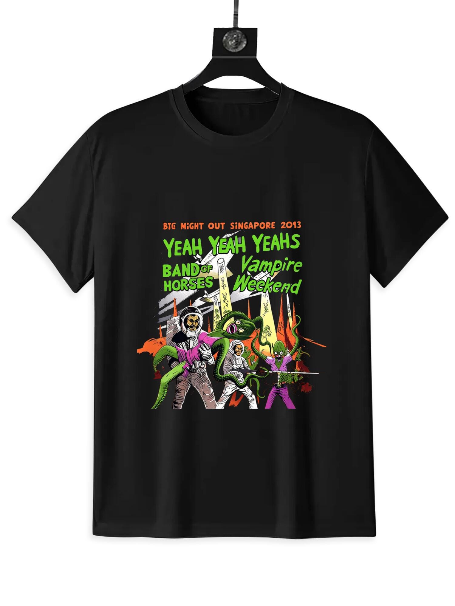 Retro Monster Battle T-Shirt | Sci-Fi Comic Graphic Tee - Image 2