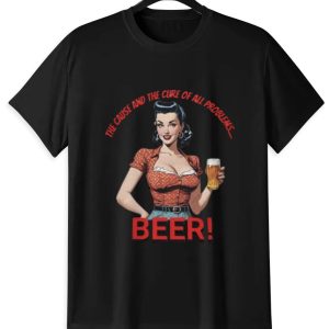 Vintage Pin Up Beer T-Shirt | Retro Drinking Graphic Tee