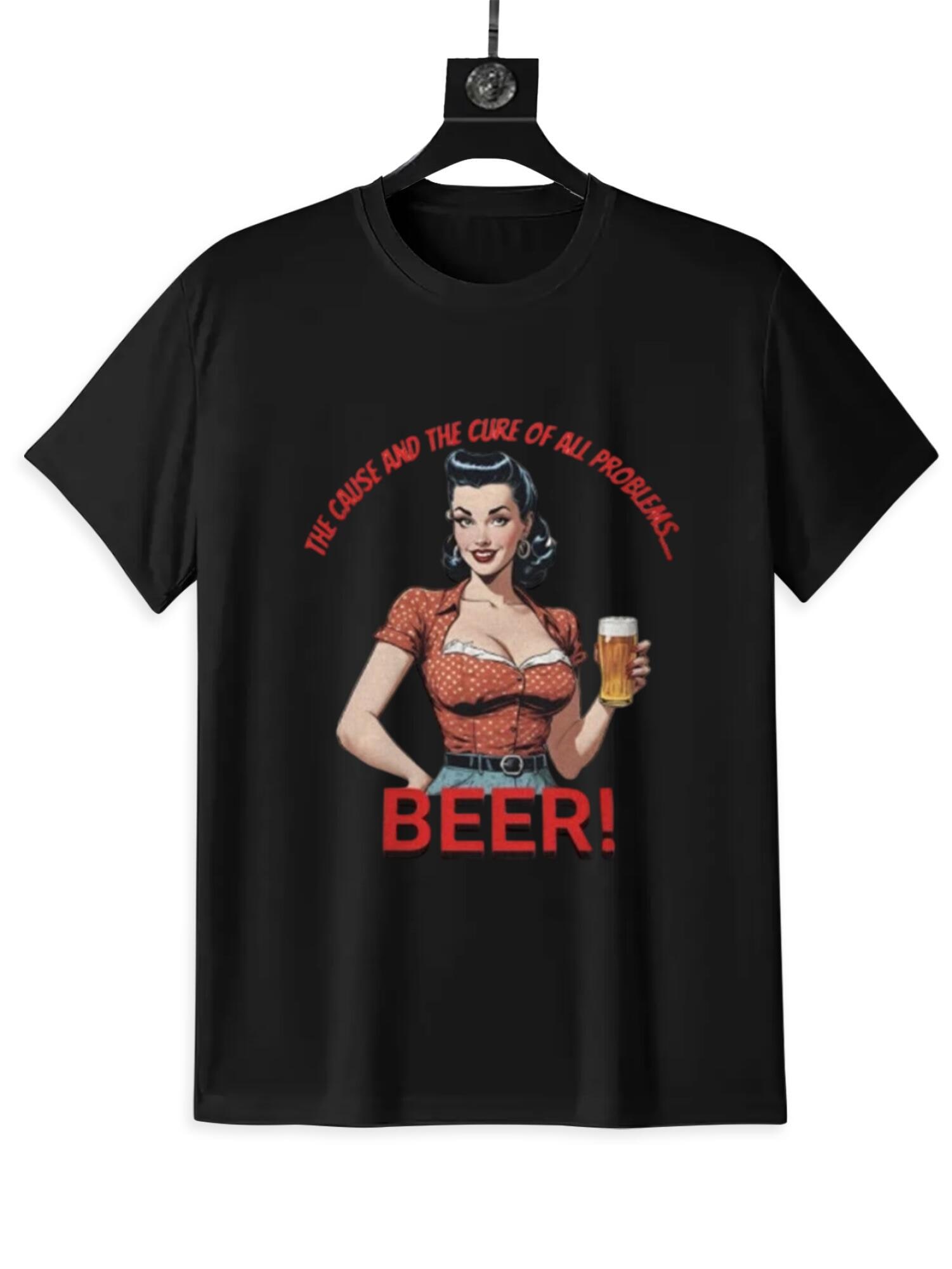 Vintage Pin Up Beer T-Shirt | Retro Drinking Graphic Tee