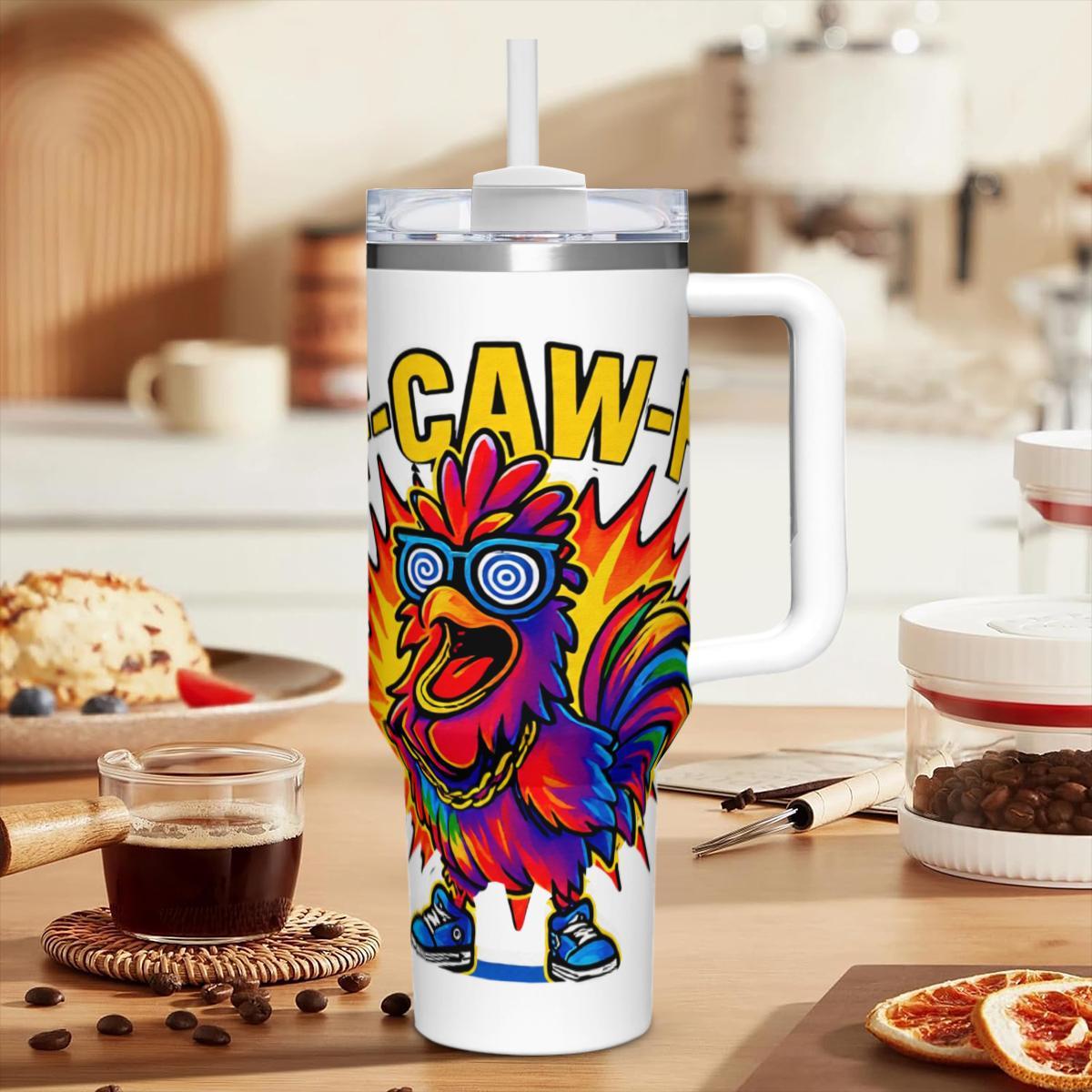 CAW-CAW Retro Rooster Tumbler | Hip-Hop Chicken Insulated Cup - Image 3