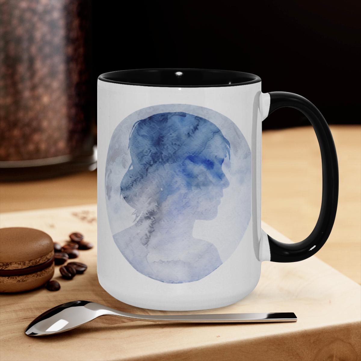 Blue Watercolor Mug - Elegant Silhouette Art Coffee Cup - Image 3