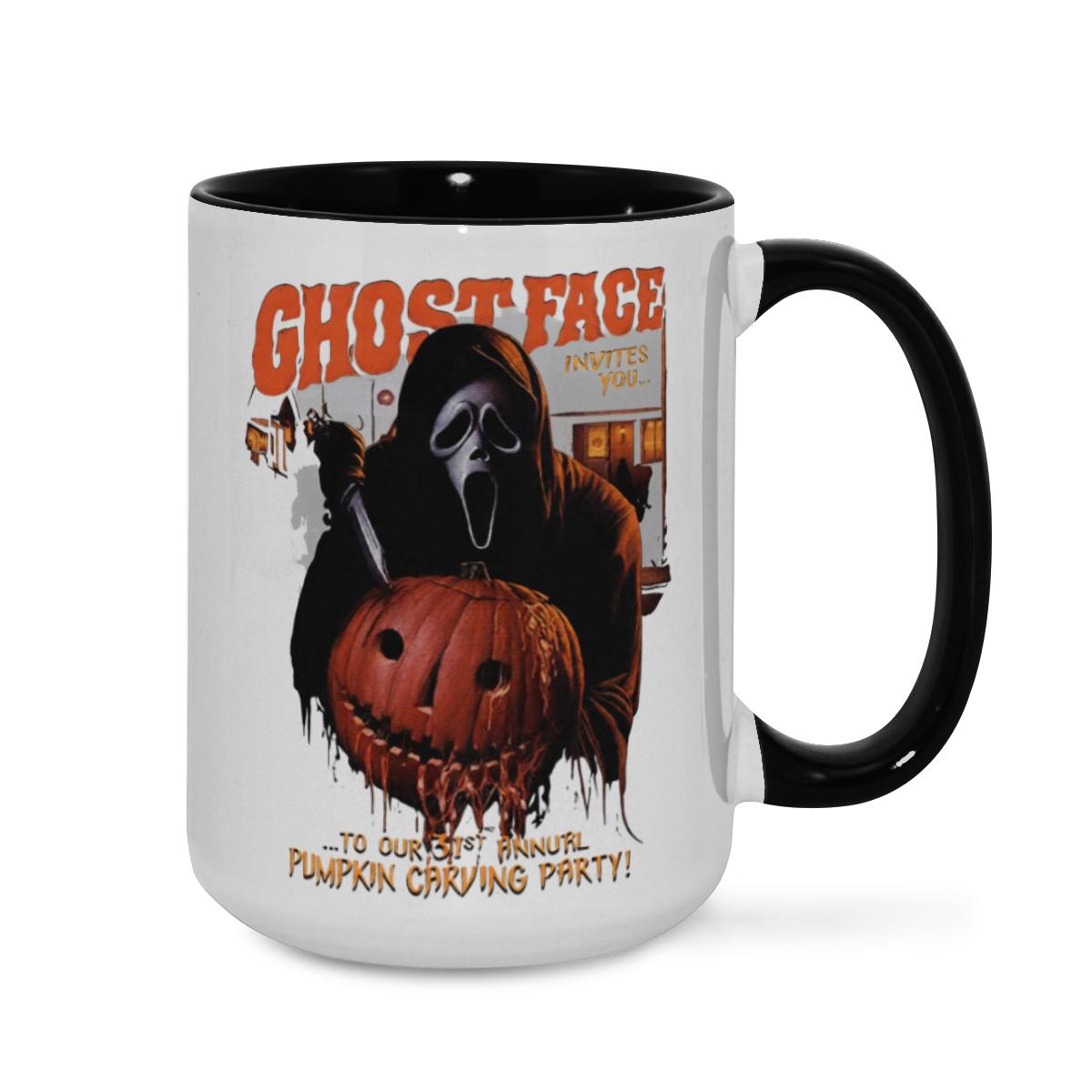 Ghost Face Pumpkin Mug - Halloween Carving Party Cup