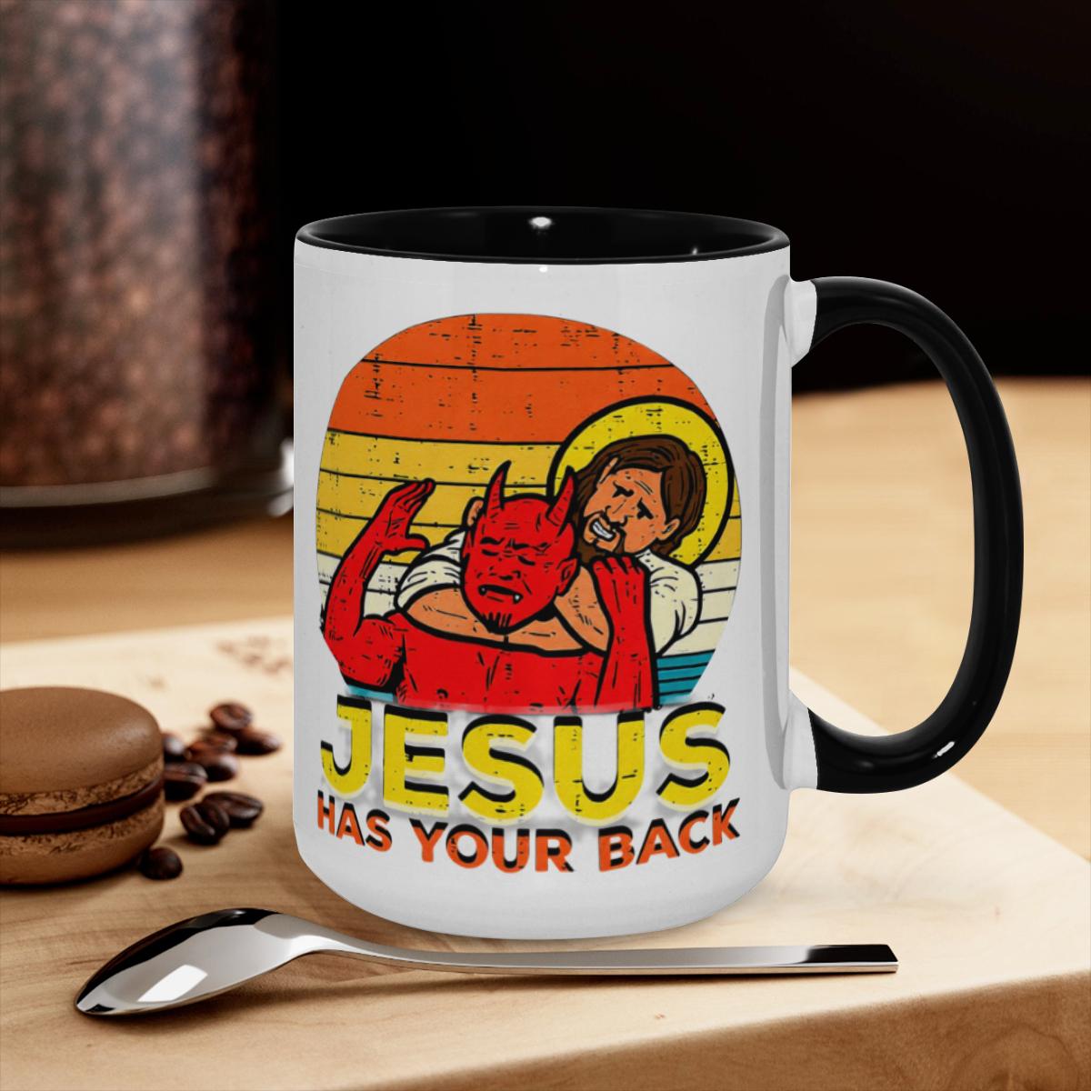 ‘Jesus Has Your Back’ Mug - Retro Faith Cup - Image 3
