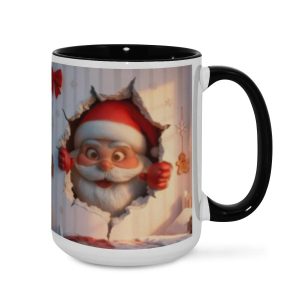 3D Peeking Santa Mug - Holiday Gingerbread Coffee Cup
