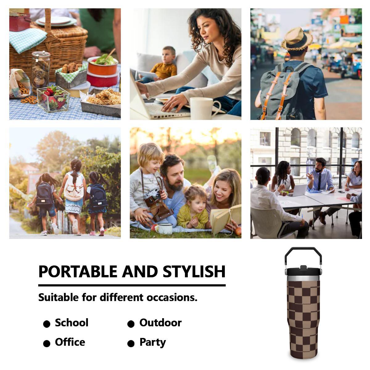 Retro Checkerboard Tumbler - 90s Skate Aesthetic Insulated Cup - Image 4