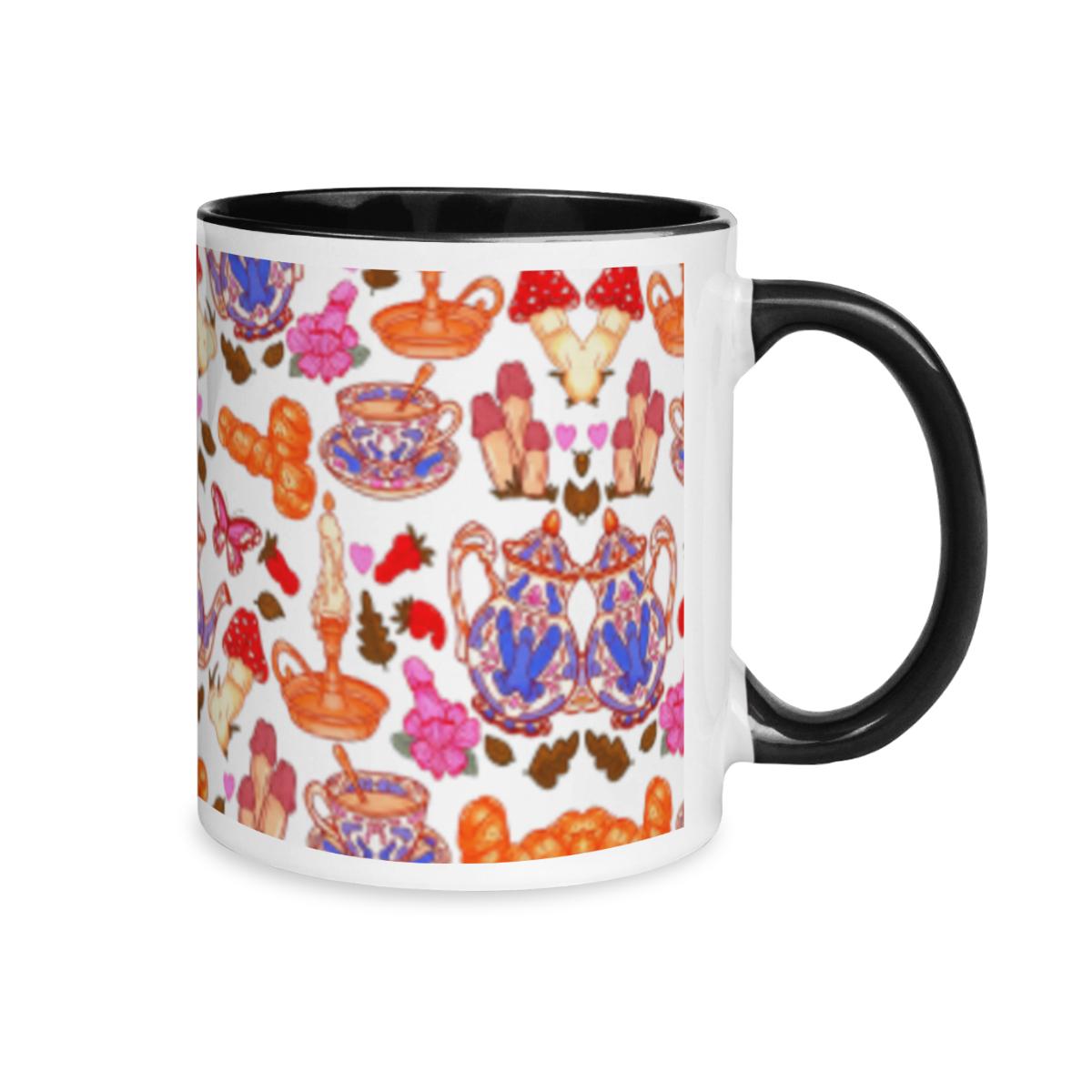 Mushroom Strawberry Mug - Vintage Whimsical Ceramic Coffee Cup