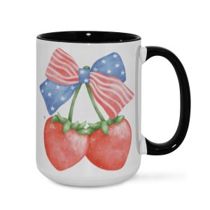 Patriotic Strawberry Mug - American Flag July 4th Cup