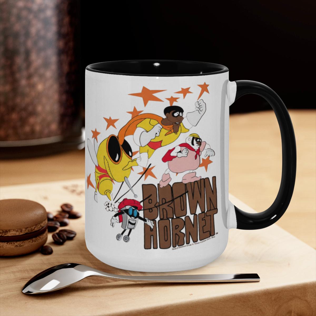 Brown Hornet Mug - 70s Retro Cartoon Hero Coffee Cup - Image 3