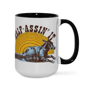Half-Assin’ It Mug - Retro Donkey Meme Coffee Cup