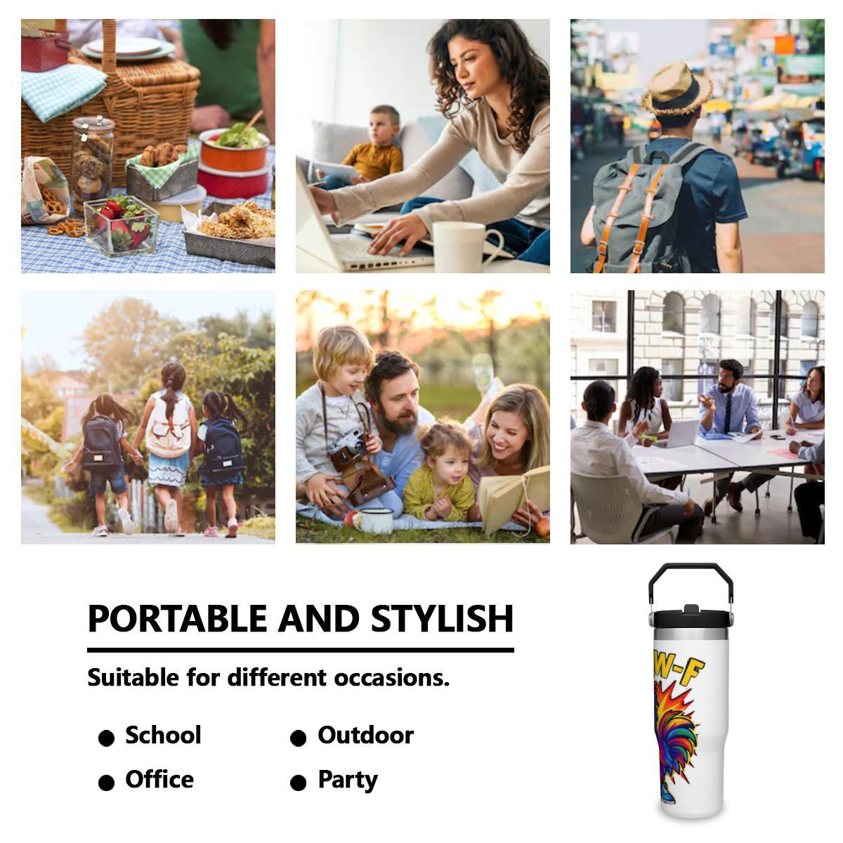 CAW-CAW Rooster Tumbler - Retro Hip-Hop Insulated Cup - Image 4