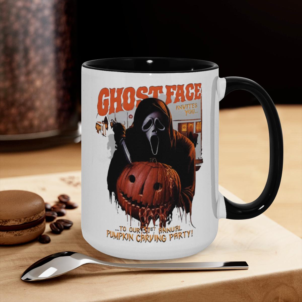 Ghost Face Pumpkin Mug - Halloween Carving Party Cup - Image 3