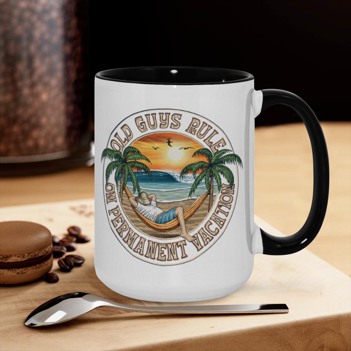 Old Guys Rule Mug - Permanent Vacation Humor Cup - Image 3