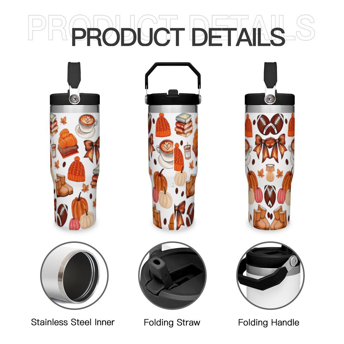 Cozy Fall Tumbler - Pumpkin Sweater Coffee Insulated Cup - Image 2