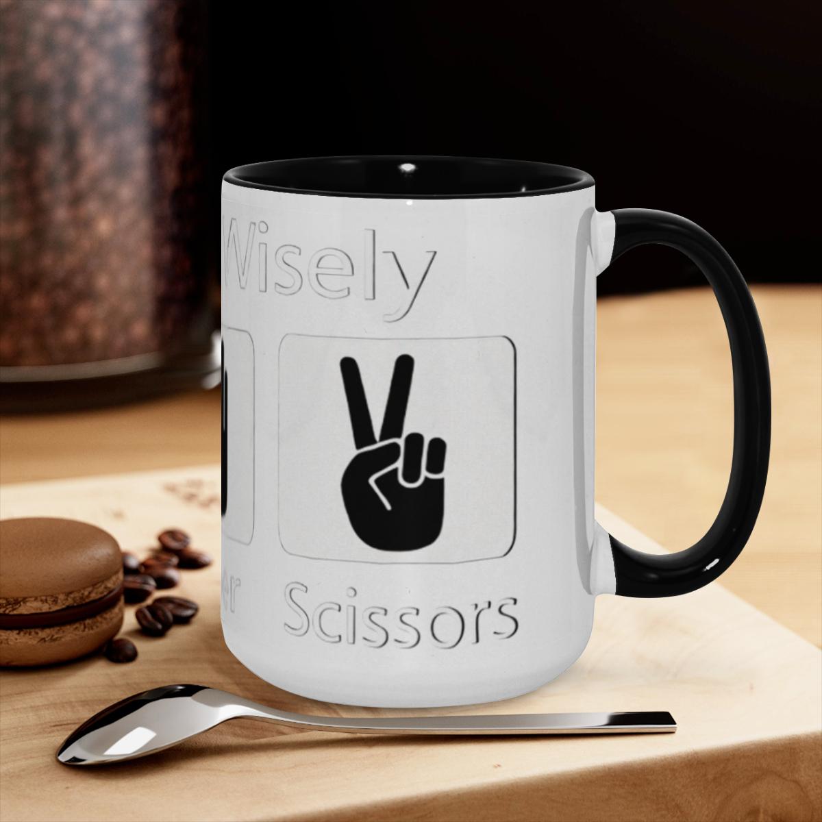 ‘Play Wisely’ Mug - Rock Paper Scissors Humor - Image 3