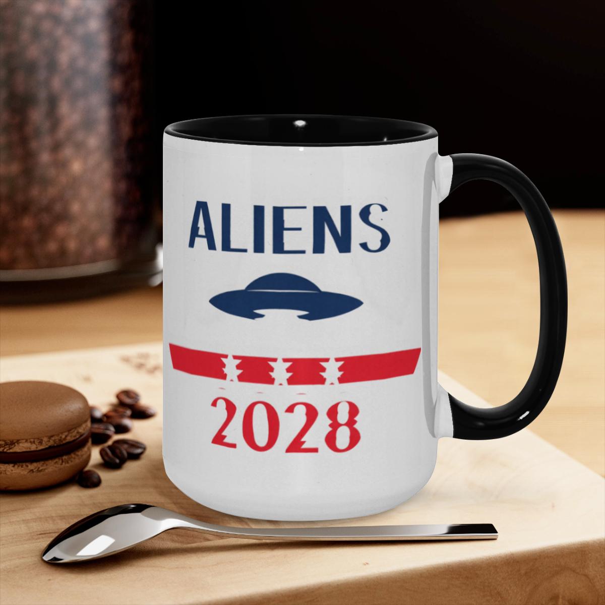 Aliens 2028 Mug - UFO Conspiracy Humor Coffee Cup - Image 3