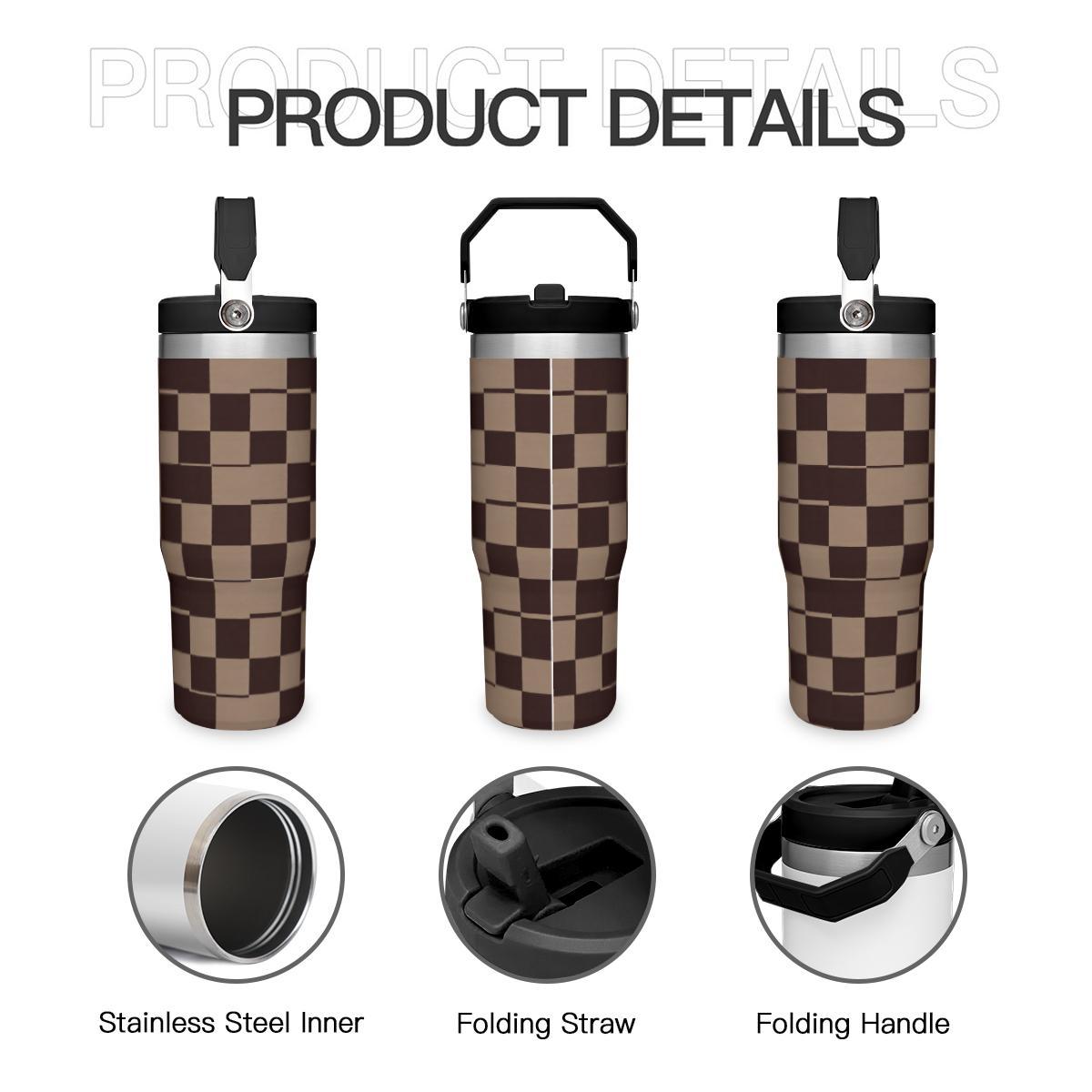 Retro Checkerboard Tumbler - 90s Skate Aesthetic Insulated Cup - Image 2