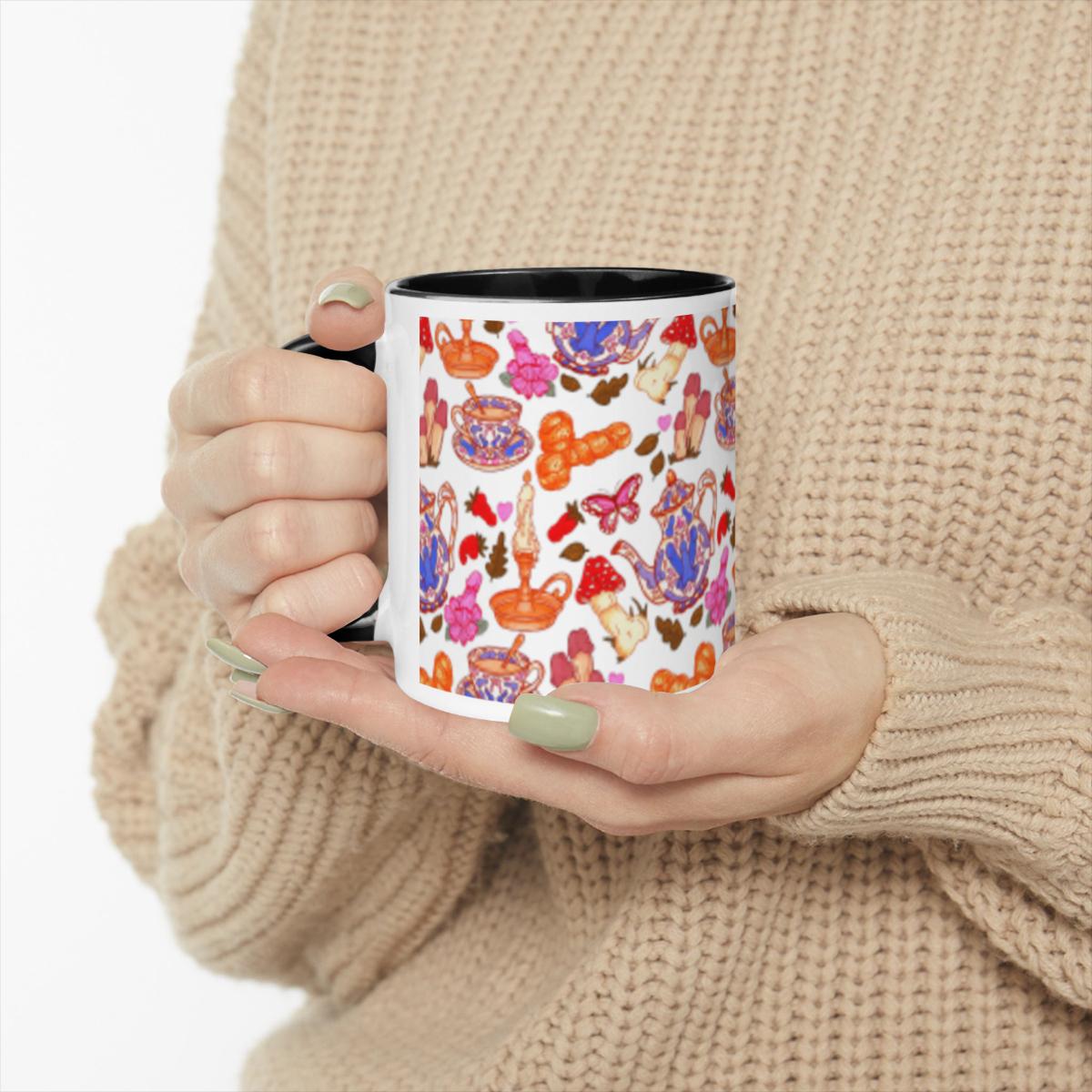 Mushroom Strawberry Mug - Vintage Whimsical Ceramic Coffee Cup - Image 2