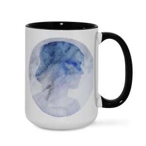 Blue Watercolor Mug - Elegant Silhouette Art Coffee Cup