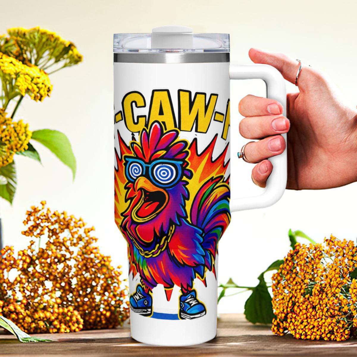 CAW-CAW Retro Rooster Tumbler | Hip-Hop Chicken Insulated Cup - Image 5