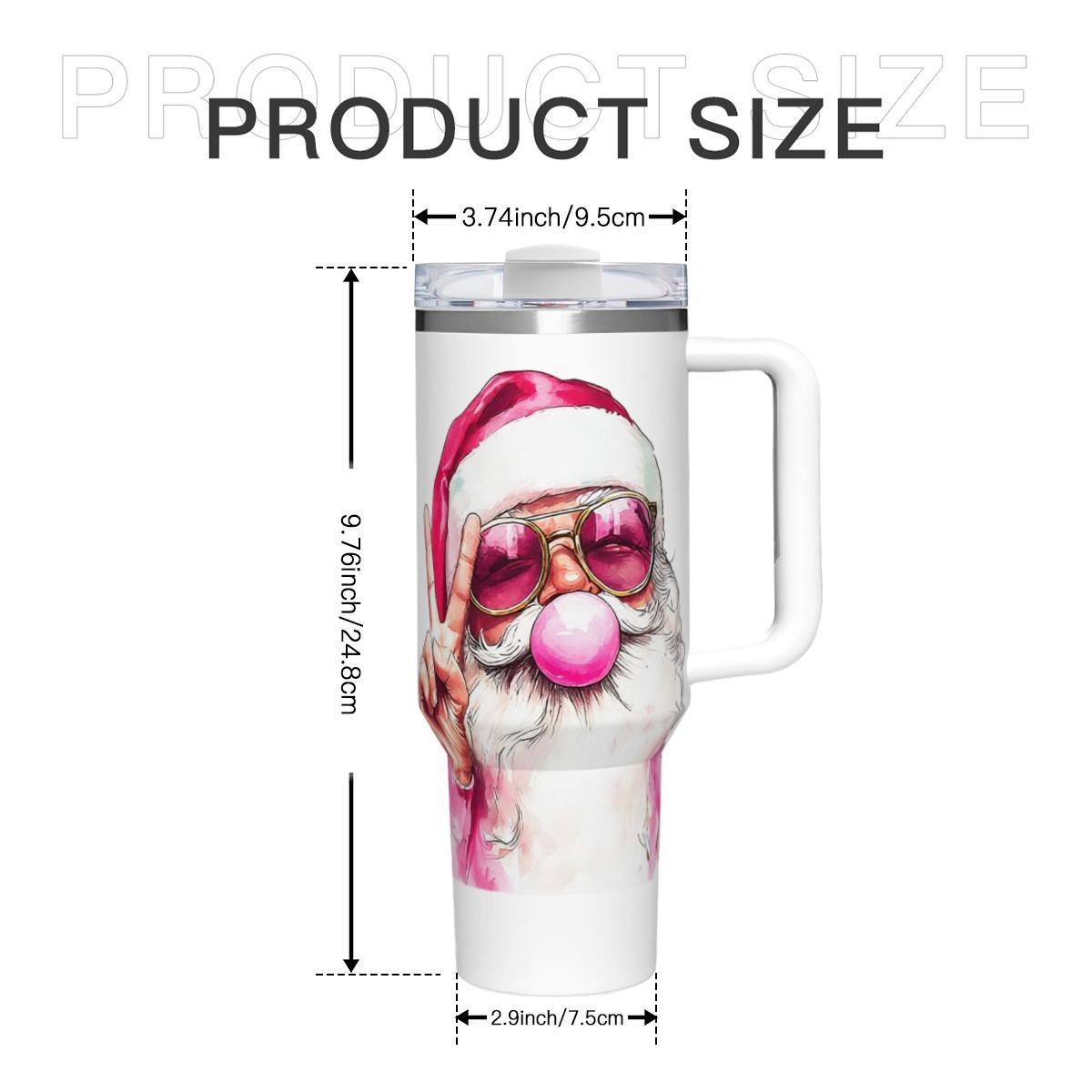 Retro Hip Santa Bubble Gum Tumbler - Pink Christmas Insulated Cup - Image 7