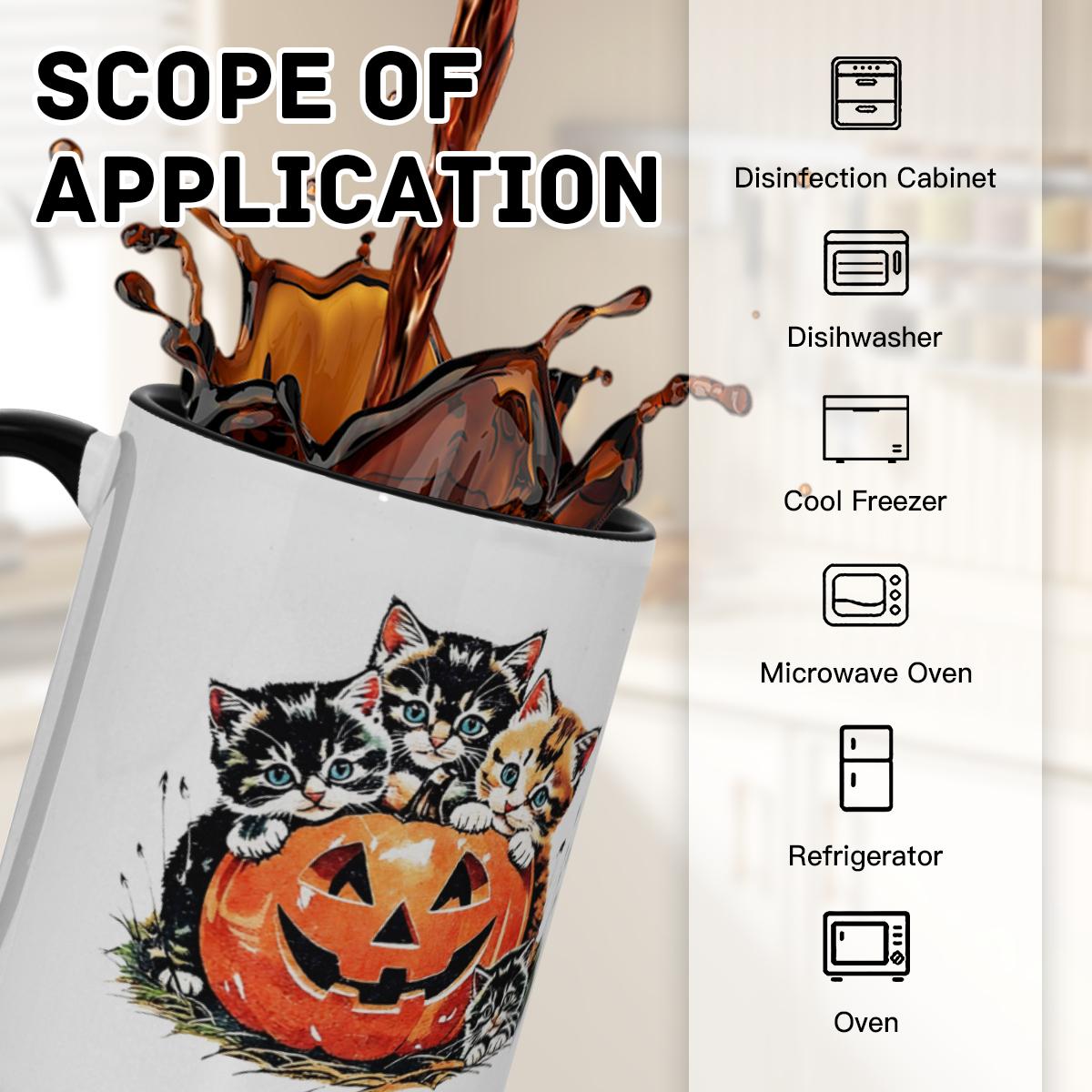 Halloween Kittens Mug - Cute Cat Pumpkin Cup - Image 5