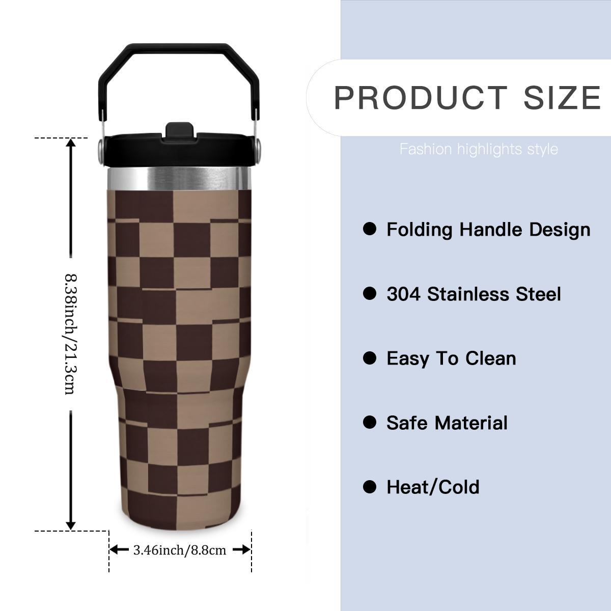 Retro Checkerboard Tumbler - 90s Skate Aesthetic Insulated Cup - Image 6