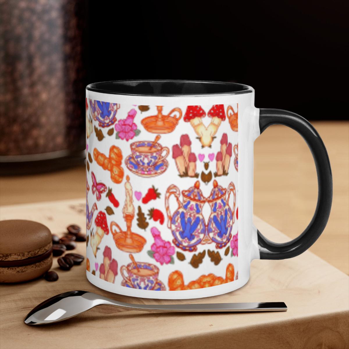 Mushroom Strawberry Mug - Vintage Whimsical Ceramic Coffee Cup - Image 3