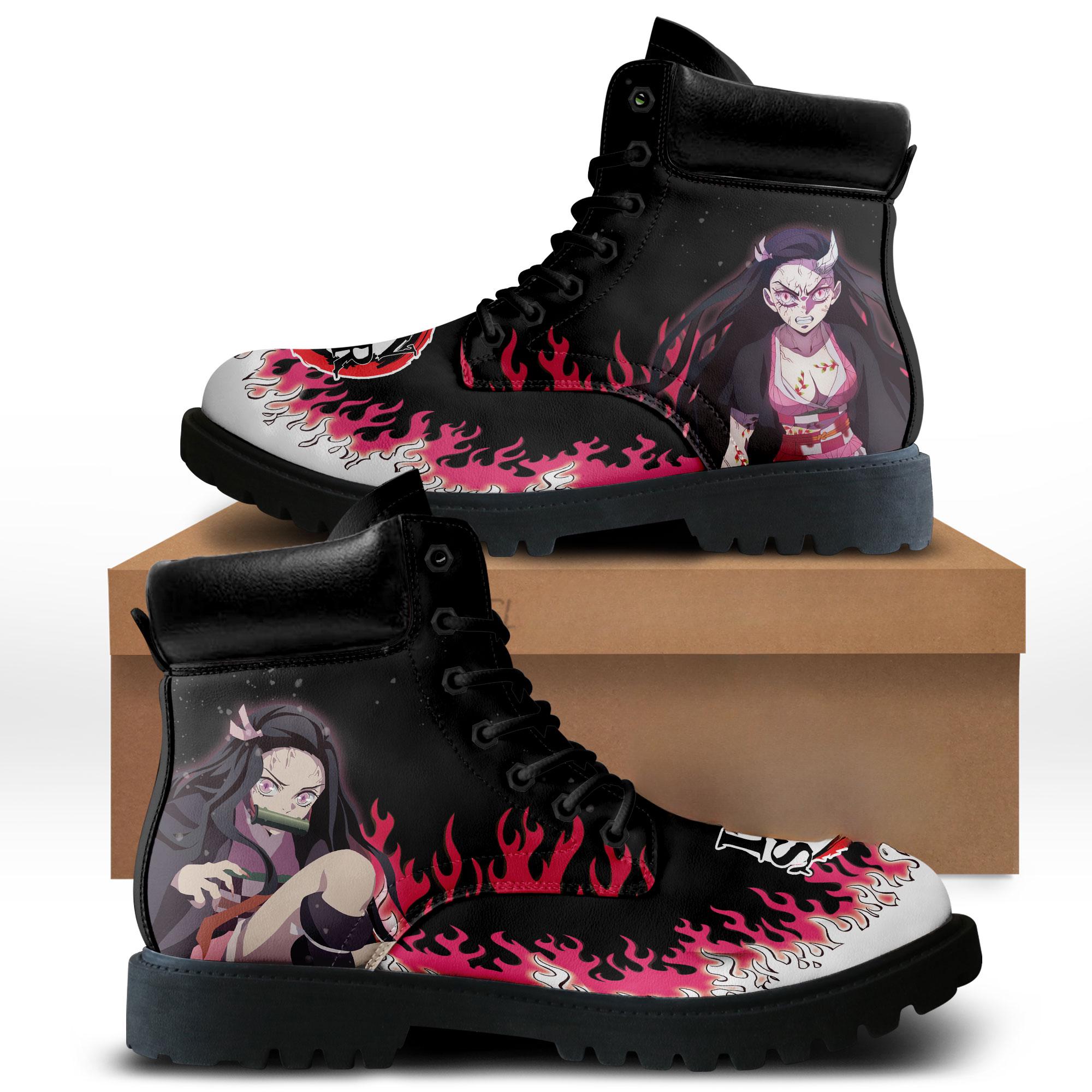 Anime Flame Combat Boots | Hand-Painted Custom High Top Shoes