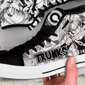 Anime Graphic Hand-Painted High Tops | Black & White Canvas Sneakers
