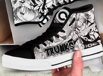 Anime Graphic Hand-Painted High Tops | Black & White Canvas Sneakers