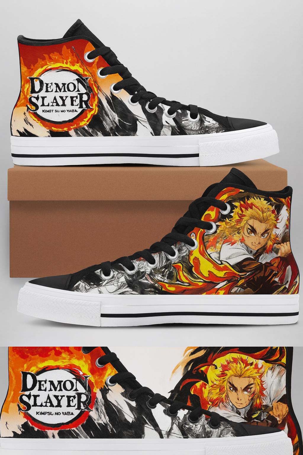 Hand-Painted Flame Anime Style High Top Canvas Sneakers Unisex