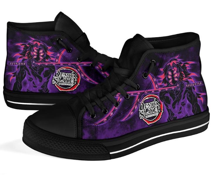 Hand-Painted Dark Anime High Top Sneakers | Purple Art Canvas Shoes