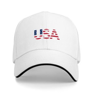 White sandwich baseball cap with stars and stripes USA print