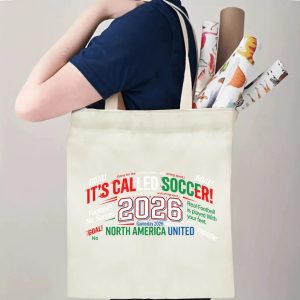 Tote bag being carried over the shoulder, showing the print from the side view with rolled-up items inside, perfect for demonstrating everyday use