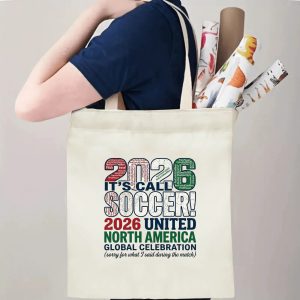 Tote bag being carried over the shoulder, showing the print from the side view, demonstrating everyday use.